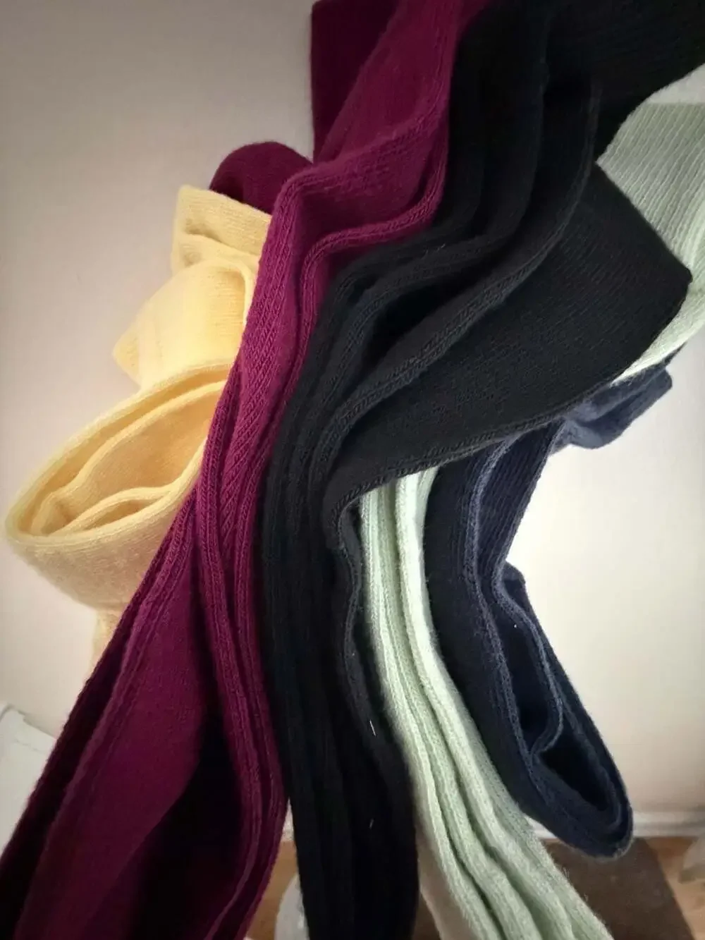Unbranded Multi-Color Ribbed Cotton Blend Mid-Tube Crew Socks Set